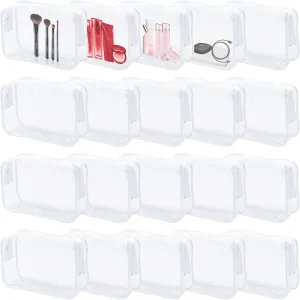 20 Pcs Clear Makeup Bag, PVC Toiletry Bag for Travel, Waterproof Transparent Cosmetic Bag with Zipper, Portable Plastic Pouch Organizer Storage Case for Women Men Vacation Bathroom (White)