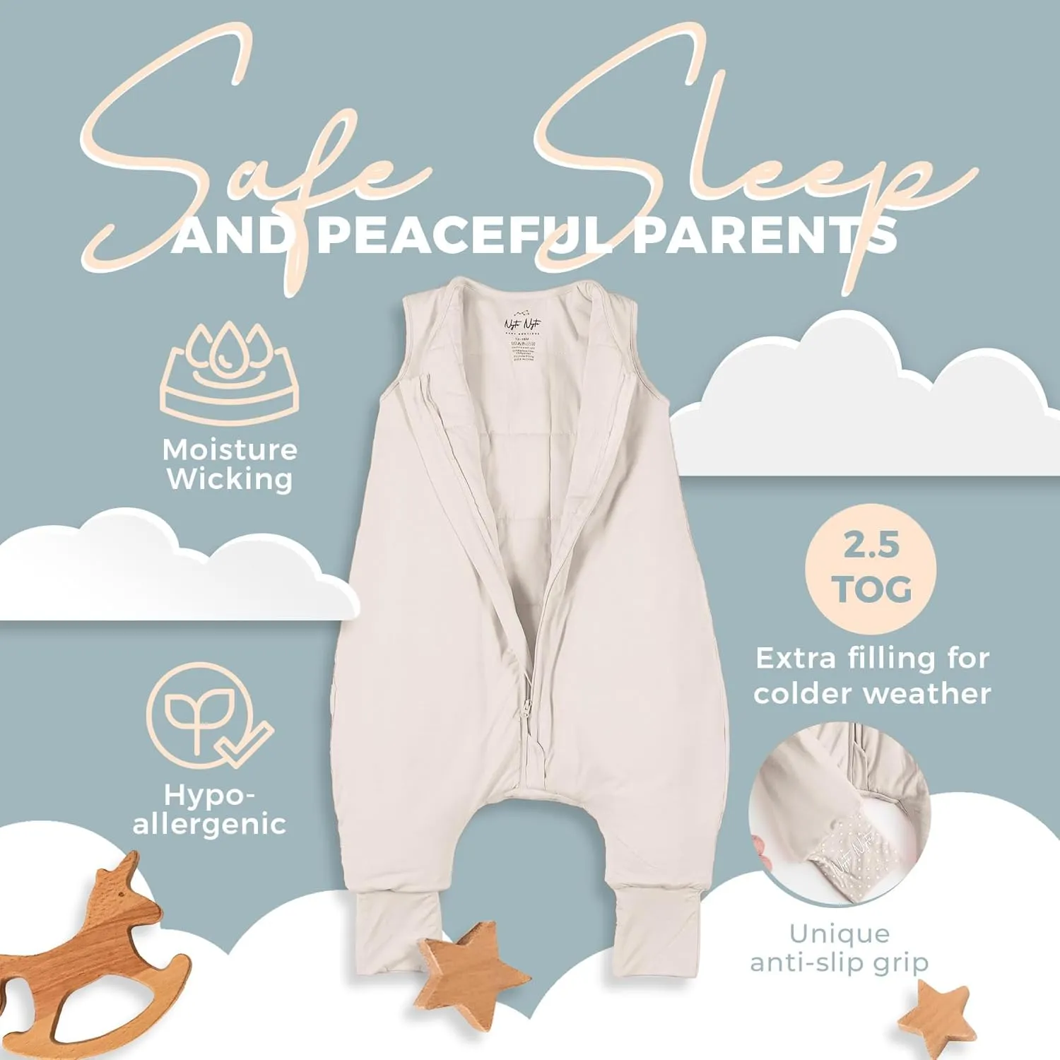 2.5 TOG Sleeveless Sleep Sack, Soft Baby & Toddler Sleeping Sack
