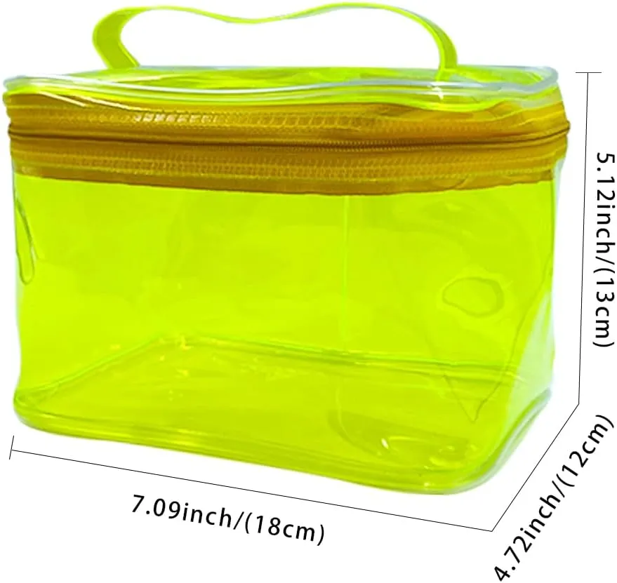 2PCS Clear Handle Zipper Cosmetic Bag and Versatile Travel Pouch,Durable PVC Material,for Makeup Travel Essentials (2 Pcs black)