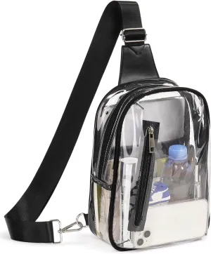 3 Pockets Clear Bag for Stadium Events Approved Clear Purses Fanny Pack for Women Men