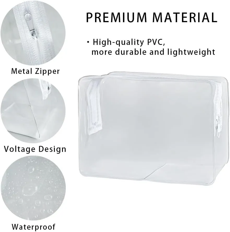 5 pcs Travel Accessories Cosmetic Pouch Bag Makeup Bag Transparent Custom Clear Pvc,PVC for Woman Fashion Zipper Letter (grey)