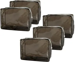 5 pcs Travel Accessories Cosmetic Pouch Bag Makeup Bag Transparent Custom Clear Pvc,PVC for Woman Fashion Zipper Letter (grey)