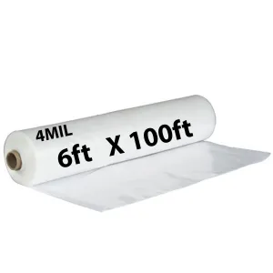 6ftX100ft Clear Poly Tarp 4 Mil Low Density LDPE 1 Roll