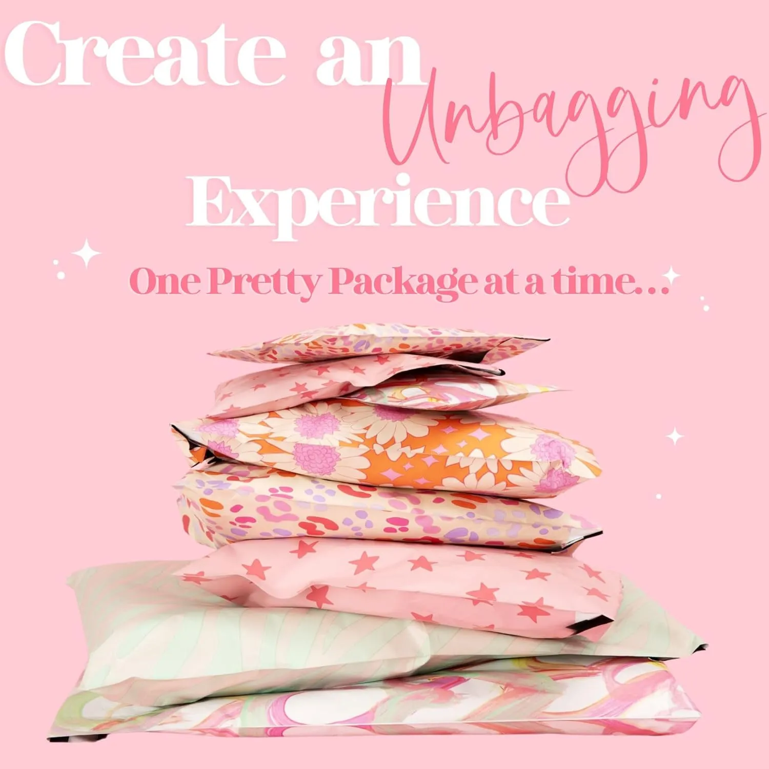 6x9 Designer Poly Mailer 100 Pack Heavy Duty Waterproof Self Seal Shipping Bags for Small Business Large Mailing Envelopes Bulk Tear Resistant Cute Packaging Pink Bows Coquette