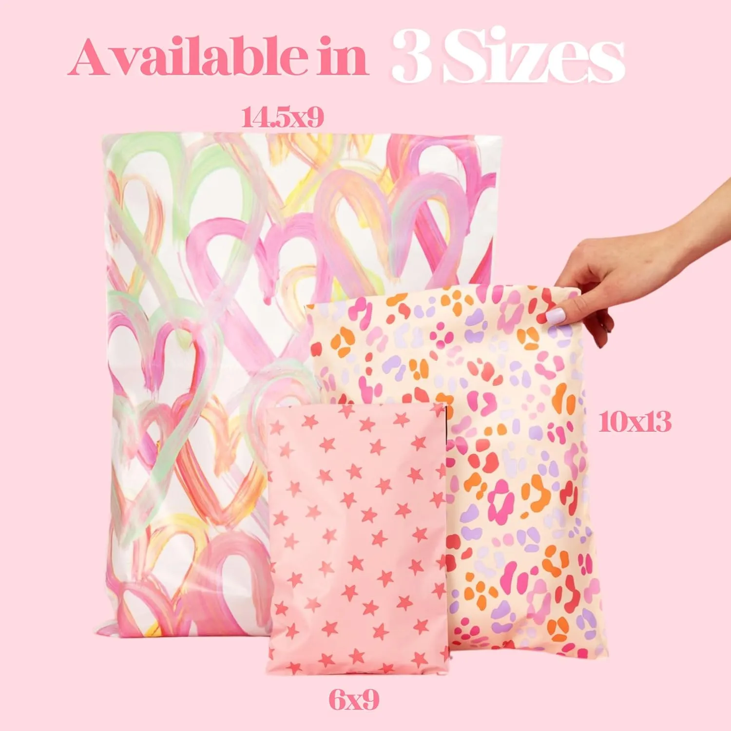 6x9 Designer Poly Mailer 100 Pack Heavy Duty Waterproof Self Seal Shipping Bags for Small Business Large Mailing Envelopes Bulk Tear Resistant Cute Packaging Pink Bows Coquette