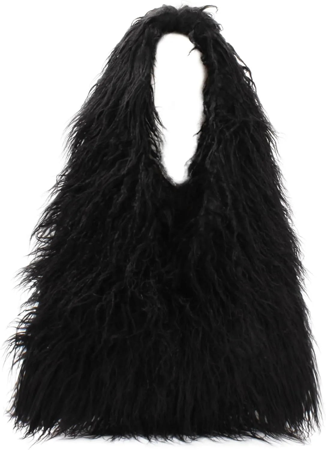 Aisi Women Faux Fur Tote Bag Fluffy Plush Shoulder Bags Soft Casual Hobo Bag Big Capacity Shopping Bag