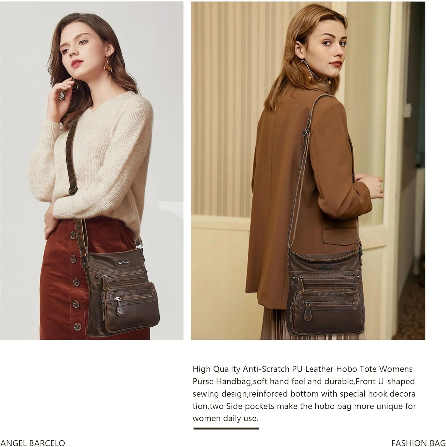 Angel Barcelo Crossbody Bags for Women,Ultra Soft Leather Purses for Women