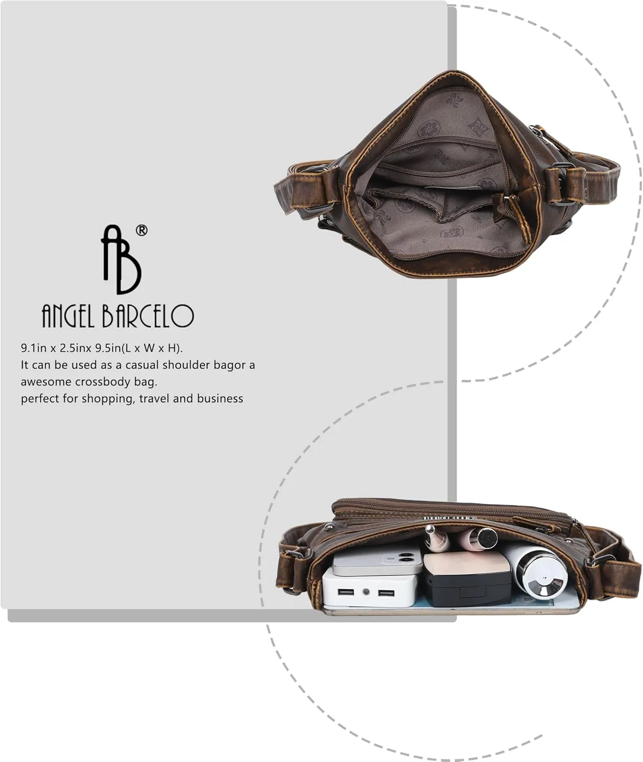 Angel Barcelo Crossbody Bags for Women,Ultra Soft Leather Purses for Women