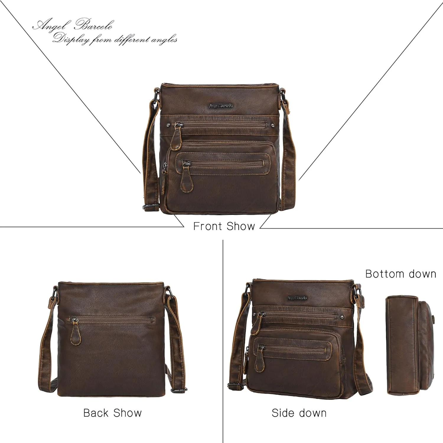 Angel Barcelo Crossbody Bags for Women,Ultra Soft Leather Purses for Women