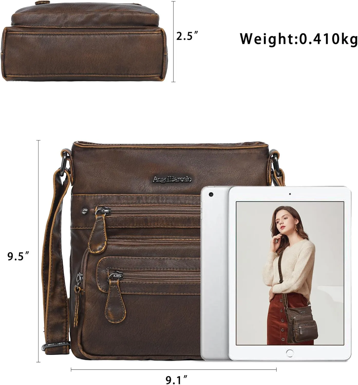 Angel Barcelo Crossbody Bags for Women,Ultra Soft Leather Purses for Women