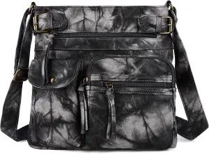 Angel Kiss Crossbody Bags for Women Washed Leather Shoulder Bags Multi Pocket Soft Hobo Purses and Medium Handbags