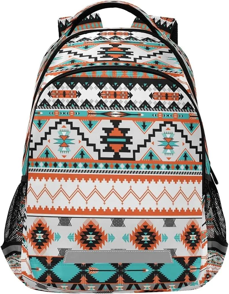 AUUXVA Ethnic Geometric Chevron Aztec Backpack School Bookbag Laptop Purse Casual Daypack for Teen Girls Women Boys Men College Travel 16.7x11.6x6.9 inch