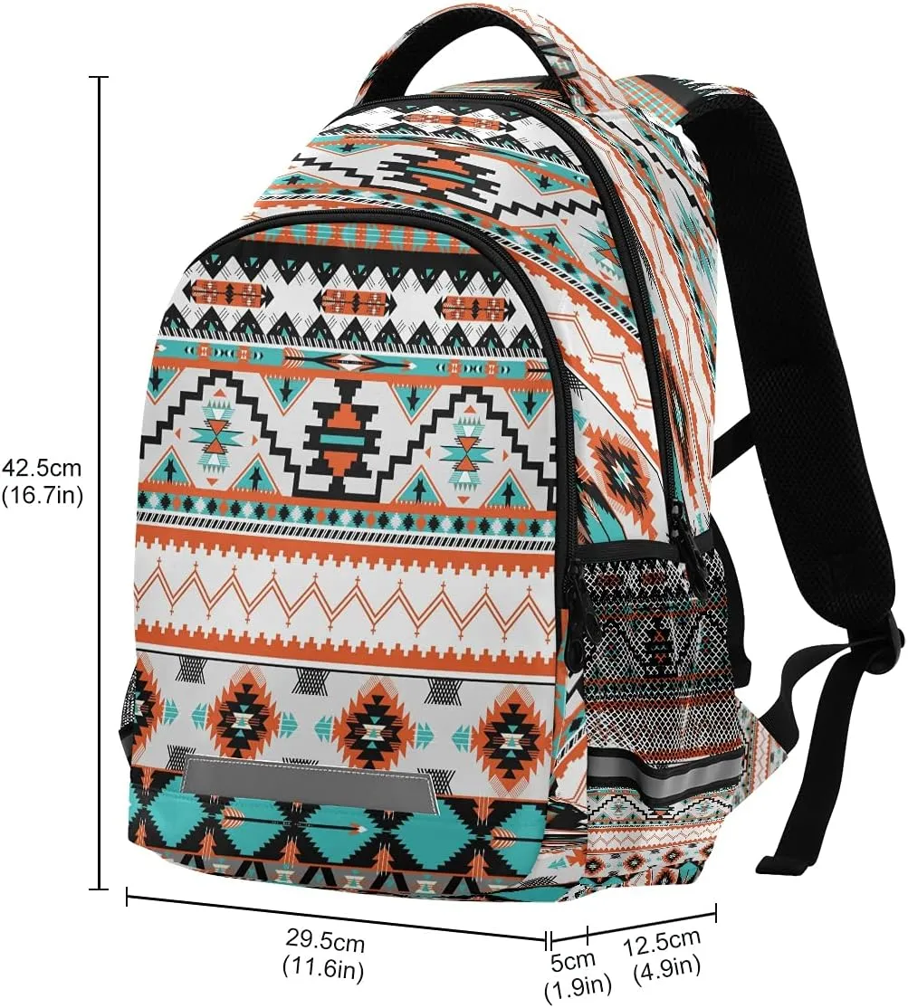 AUUXVA Ethnic Geometric Chevron Aztec Backpack School Bookbag Laptop Purse Casual Daypack for Teen Girls Women Boys Men College Travel 16.7x11.6x6.9 inch