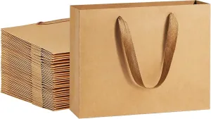 BagDream Paper Bags 10.6x3.1x8.3 25Pcs Gift Bags Heavy Duty Kraft Brown Gift Paper Bags with Handles Soft Cloth, Party Favor Bags, Shopping Bags, Retail Merchandise Bags, Wedding Party Gift Bags