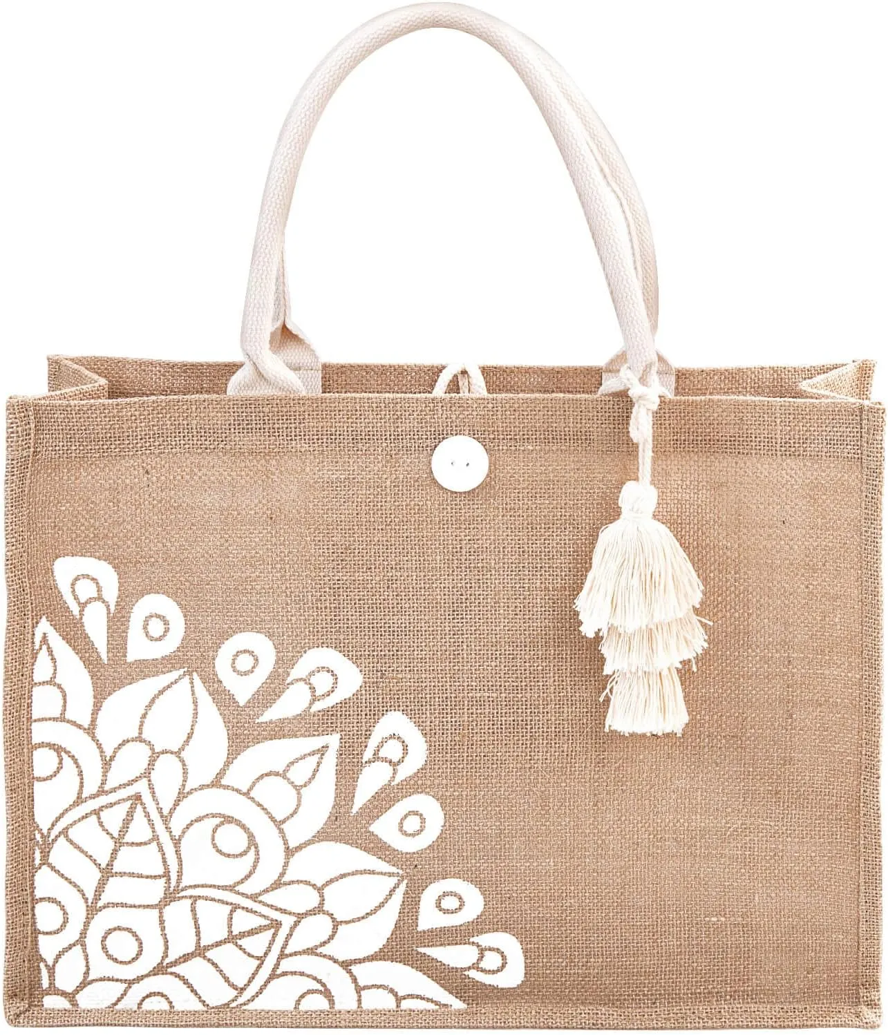 Beach Bag for Women, Straw Beach Tote Bag with Pocket Tassel Handle Waterproof Lining, for Summer Vacation Pool Gift