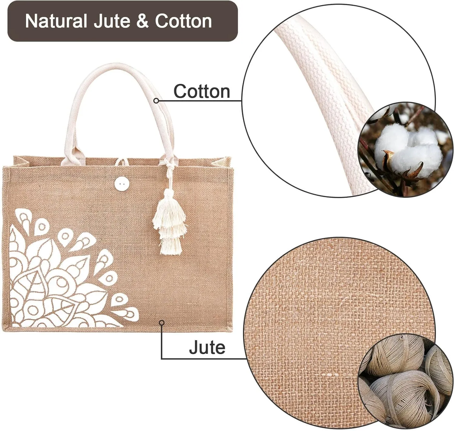 Beach Bag for Women, Straw Beach Tote Bag with Pocket Tassel Handle Waterproof Lining, for Summer Vacation Pool Gift