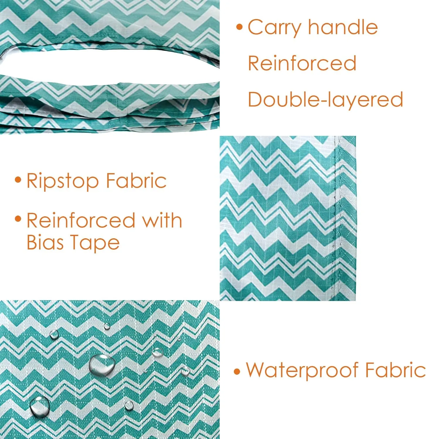 BeeGreen Chevron Reusable Shopping Bags Foldable 2 Pack Ripstop, Geometric Reusable Grocery Bags Extra Large 50LBS Heavy Duty,Machine Washable Reusable Bags for Kitchen