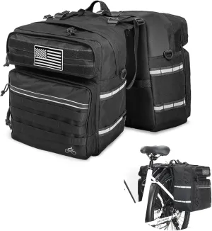 Bike Panniers Bag 50L Bicycle Panniers for Rear Rack with Waterproof Rain Cover, Ebike Saddle Bags, Bike Rack Bag, Saddlebags for Bikes, Black Large Capacity Reflective Strip