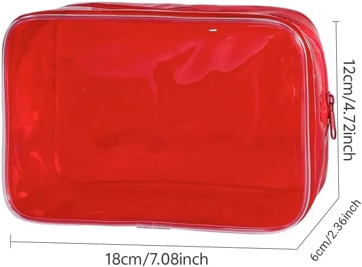 Black Clear Pouch, Small Clear Makeup Bag, 7"x2.3"x4.7" Size TSA Approved Toiletry Bag, PVC Travel Bags for Toiletries, Clear Cosmetic Bag for Women and Men Small (Black)