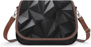 Black Geometric Shoulder Bags PU Leather Shoulder Handbag Large Capacity Crossbody Bag for Women