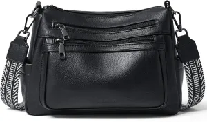 Bluome Crossbody Purses for Women, Vegan Leather Shoulder Bag Handbags Medium Hobo Bag with Guitar Strap