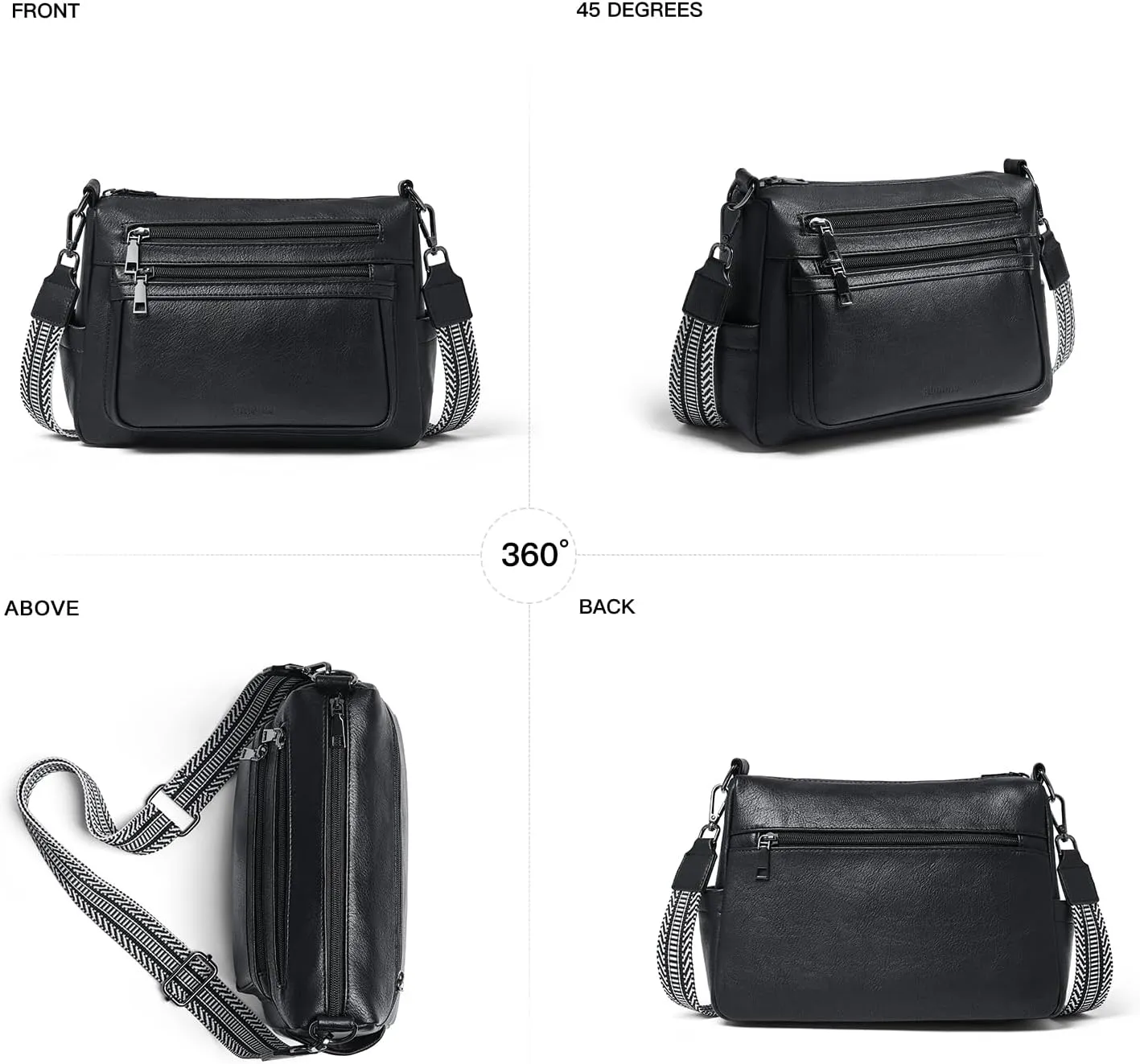 Bluome Crossbody Purses for Women, Vegan Leather Shoulder Bag Handbags Medium Hobo Bag with Guitar Strap