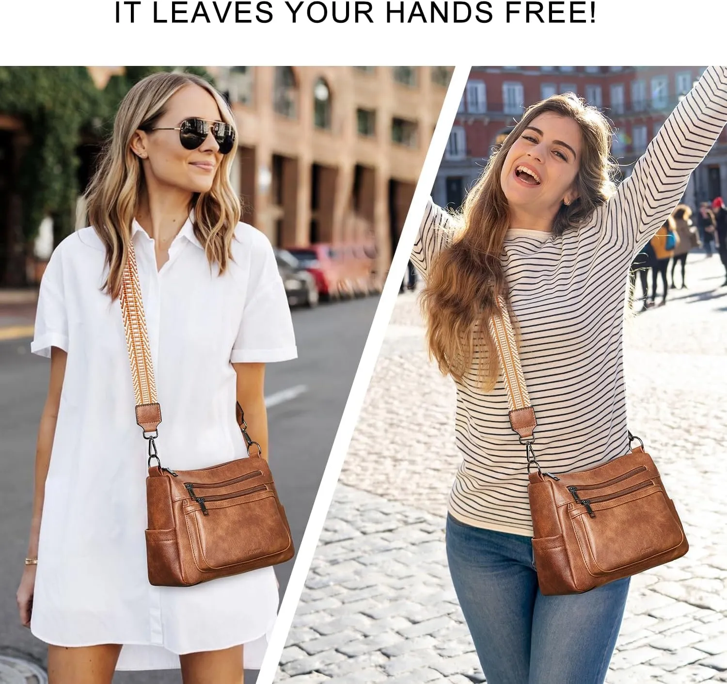 Bluome Crossbody Purses for Women, Vegan Leather Shoulder Bag Handbags Medium Hobo Bag with Guitar Strap