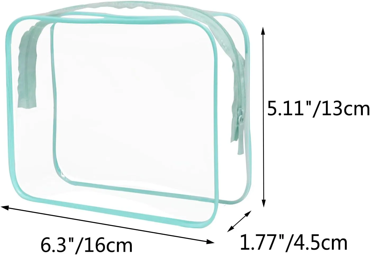 Buminee Clear Travel Bags for Toiletries, Single Zipper Clear Makeup Bags, Clear Cosmetic Bags, 6.3""x1.77""x5.1"" Plastic Toiletry Bag, Clear Pouch, Cosmetic Bag for Women and Men-3 Pack Blue