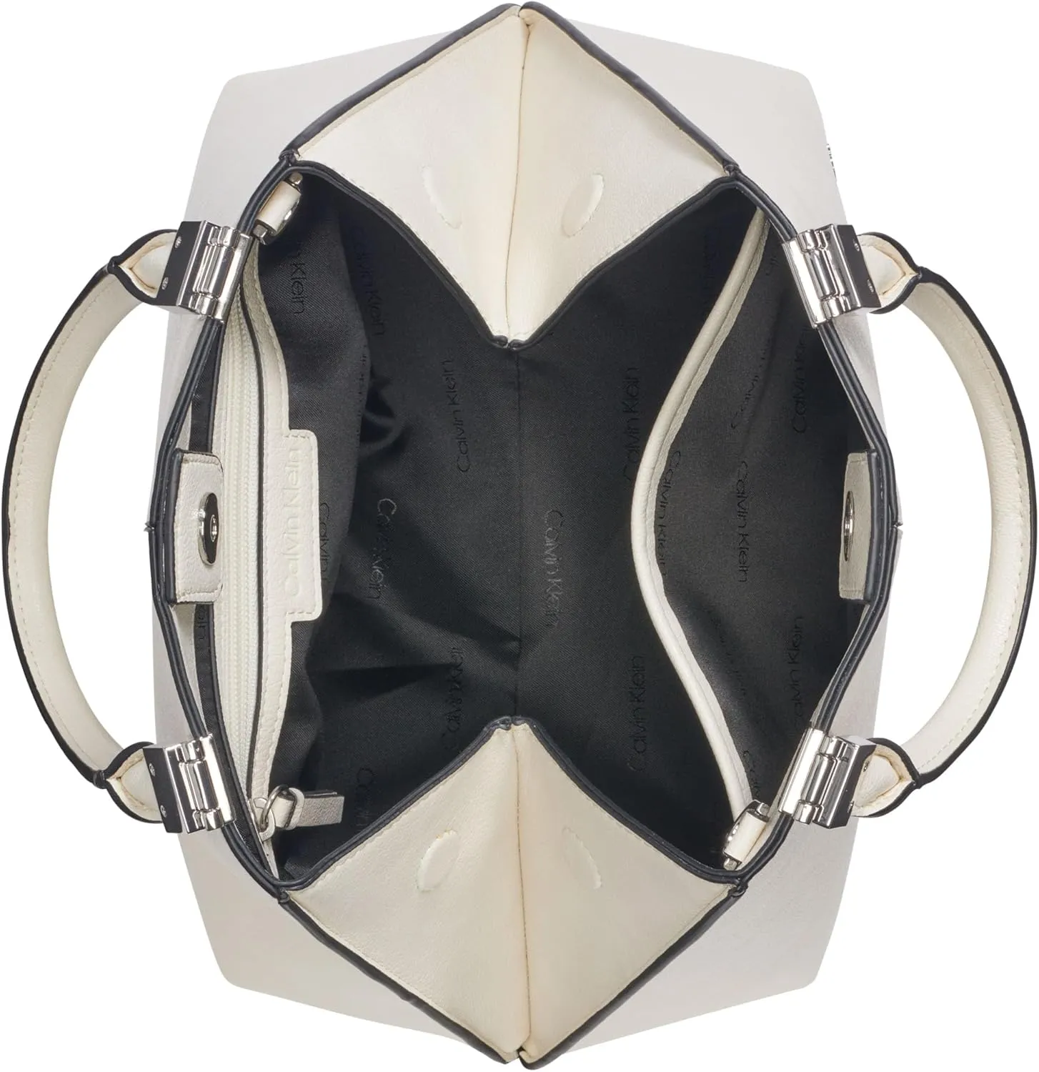 Calvin Klein Granite Geometric Satchel – 2 in 1, Vegan Leather, 2 Pockets