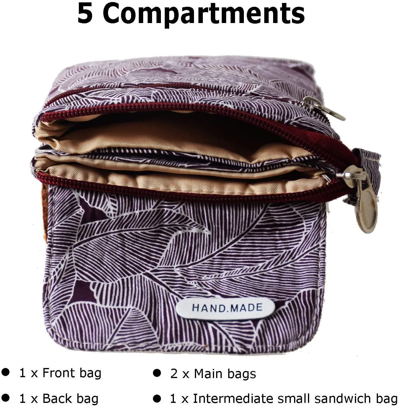 Canvas Cute Crossbody Bags for Women Mini Shoulder Handbag Cell Phone Purse Wallet Leaves Pattern Coin Pouch