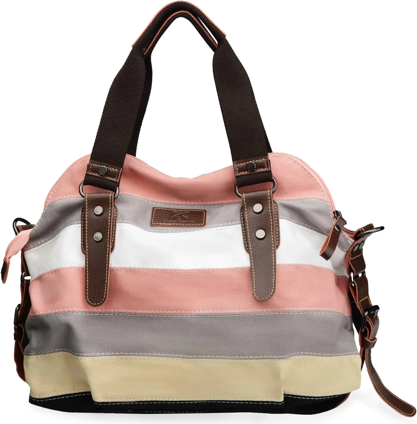 Canvas Handbag Multi-Color Striped Lattice Cross Body Shoulder Purse Bag Tote-Handbag for Women