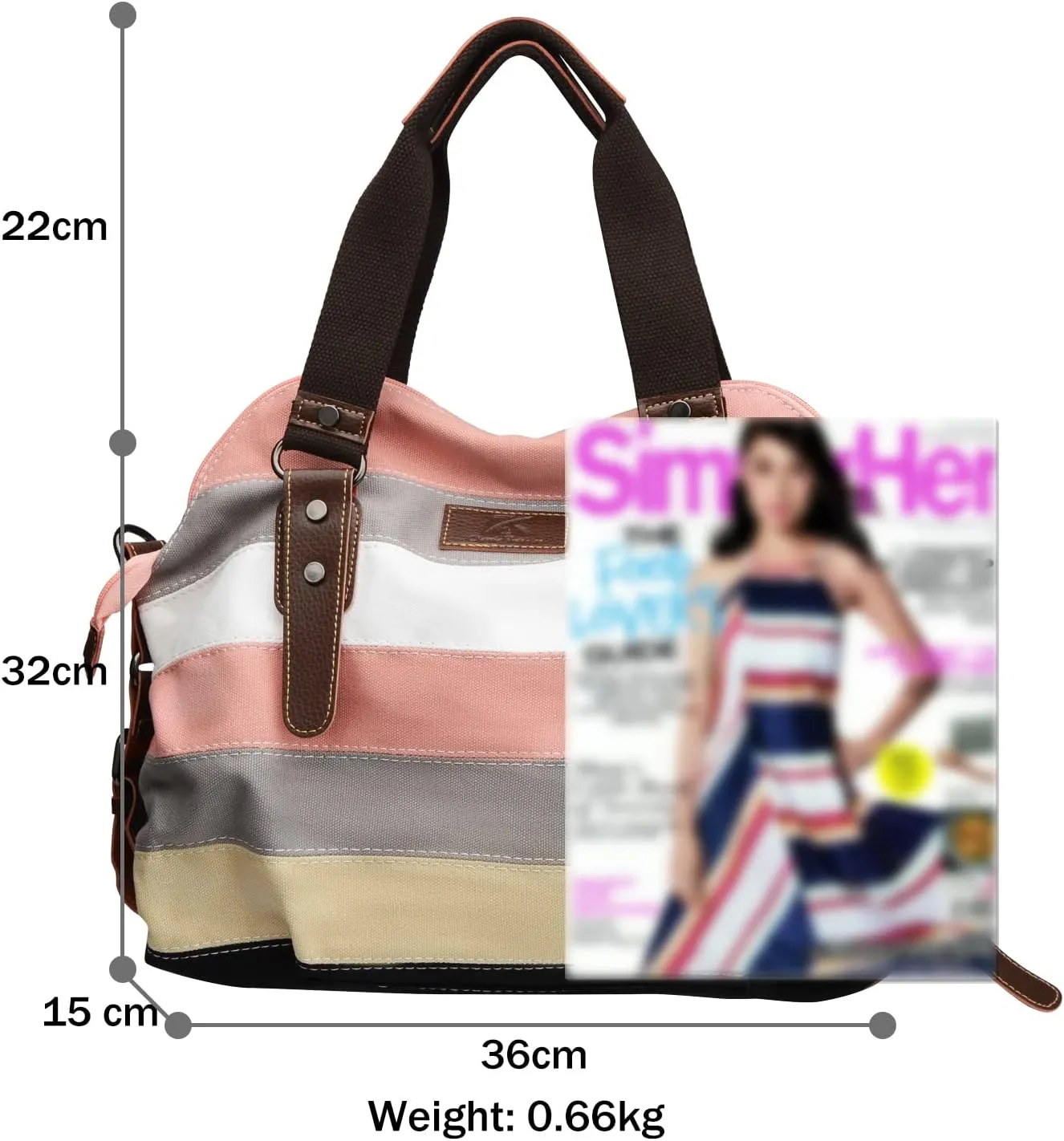 Canvas Handbag Multi-Color Striped Lattice Cross Body Shoulder Purse Bag Tote-Handbag for Women