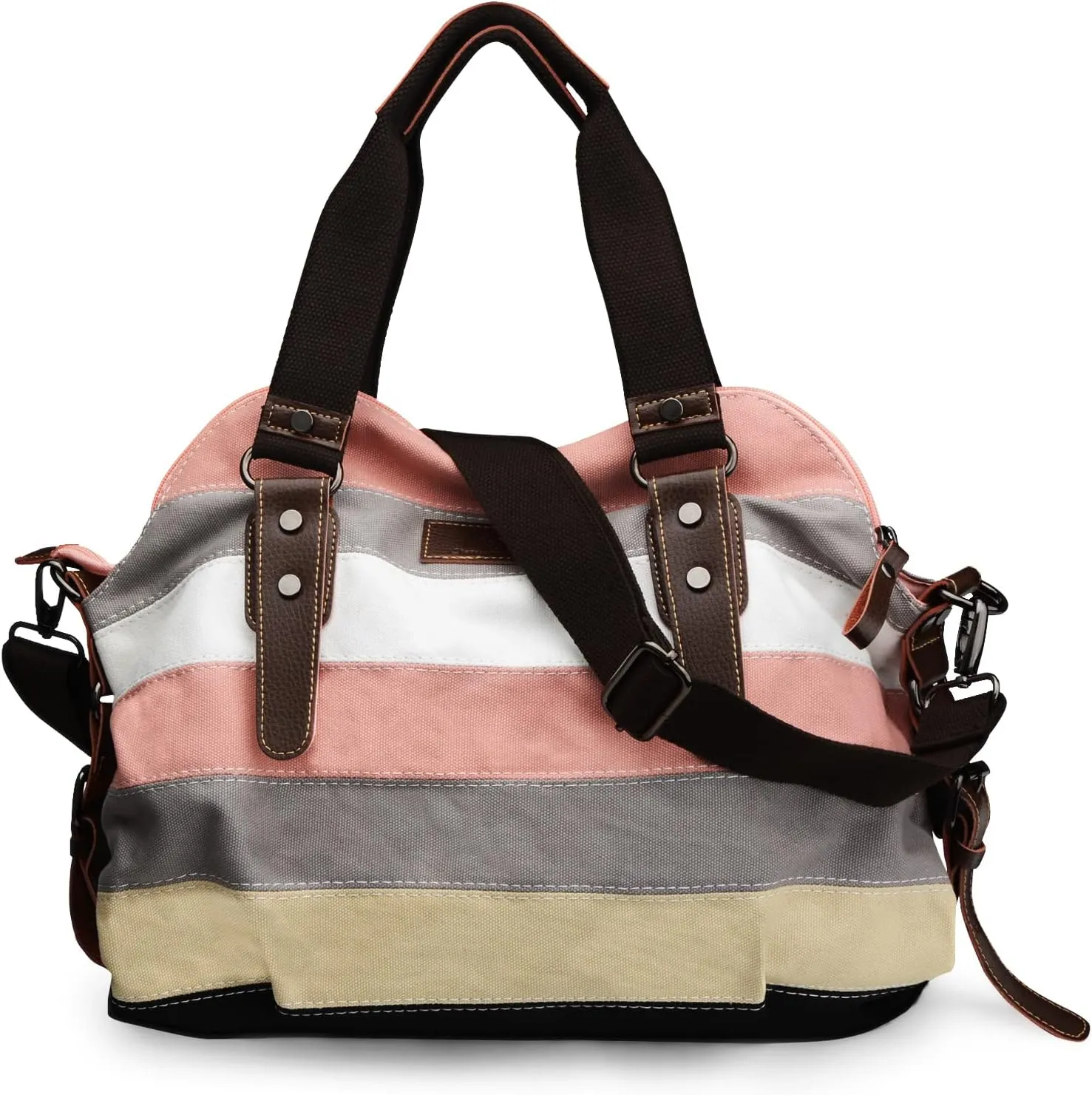 Canvas Handbag Multi-Color Striped Lattice Cross Body Shoulder Purse Bag Tote-Handbag for Women