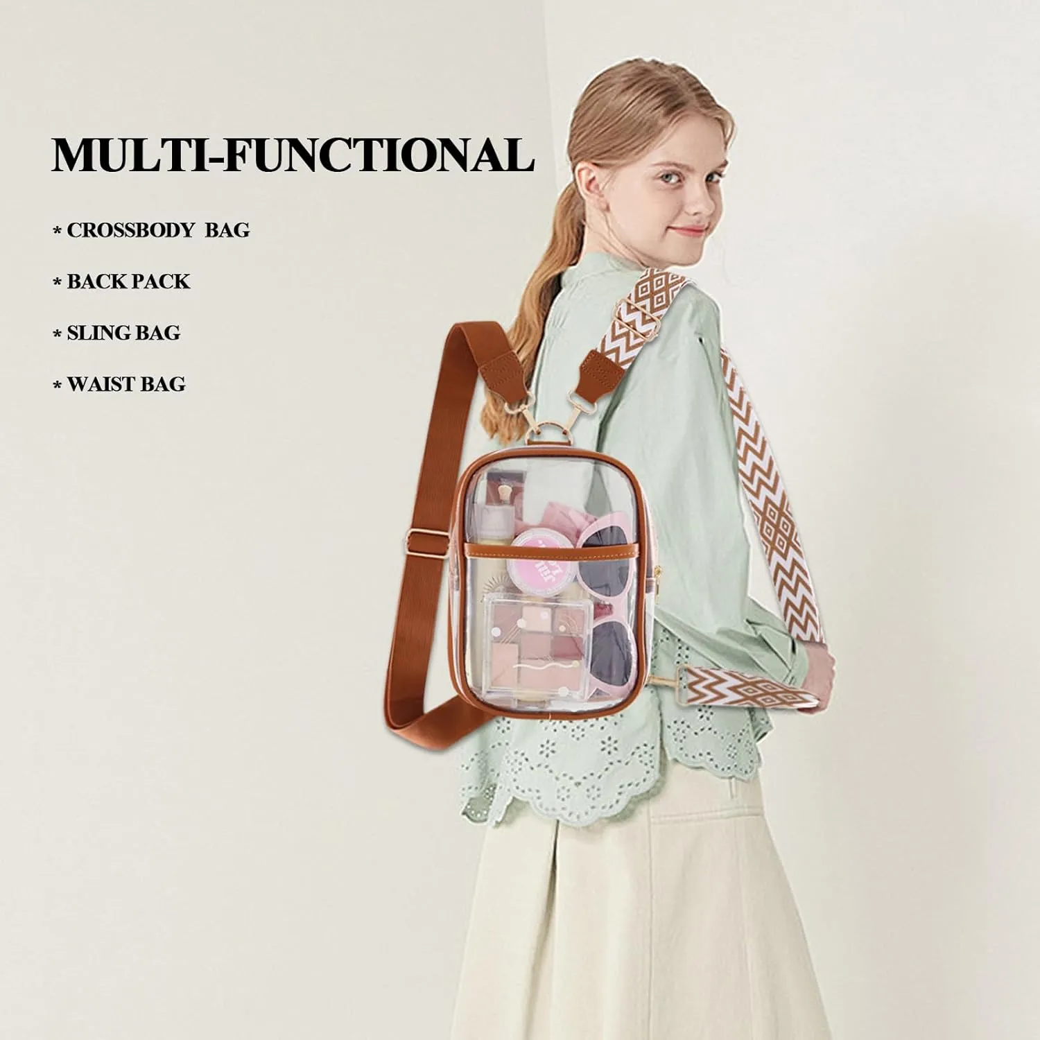 Clear Bag for Stadium Events Approved Concerts Outdoors See Through Sports Fan Handbags & Purses