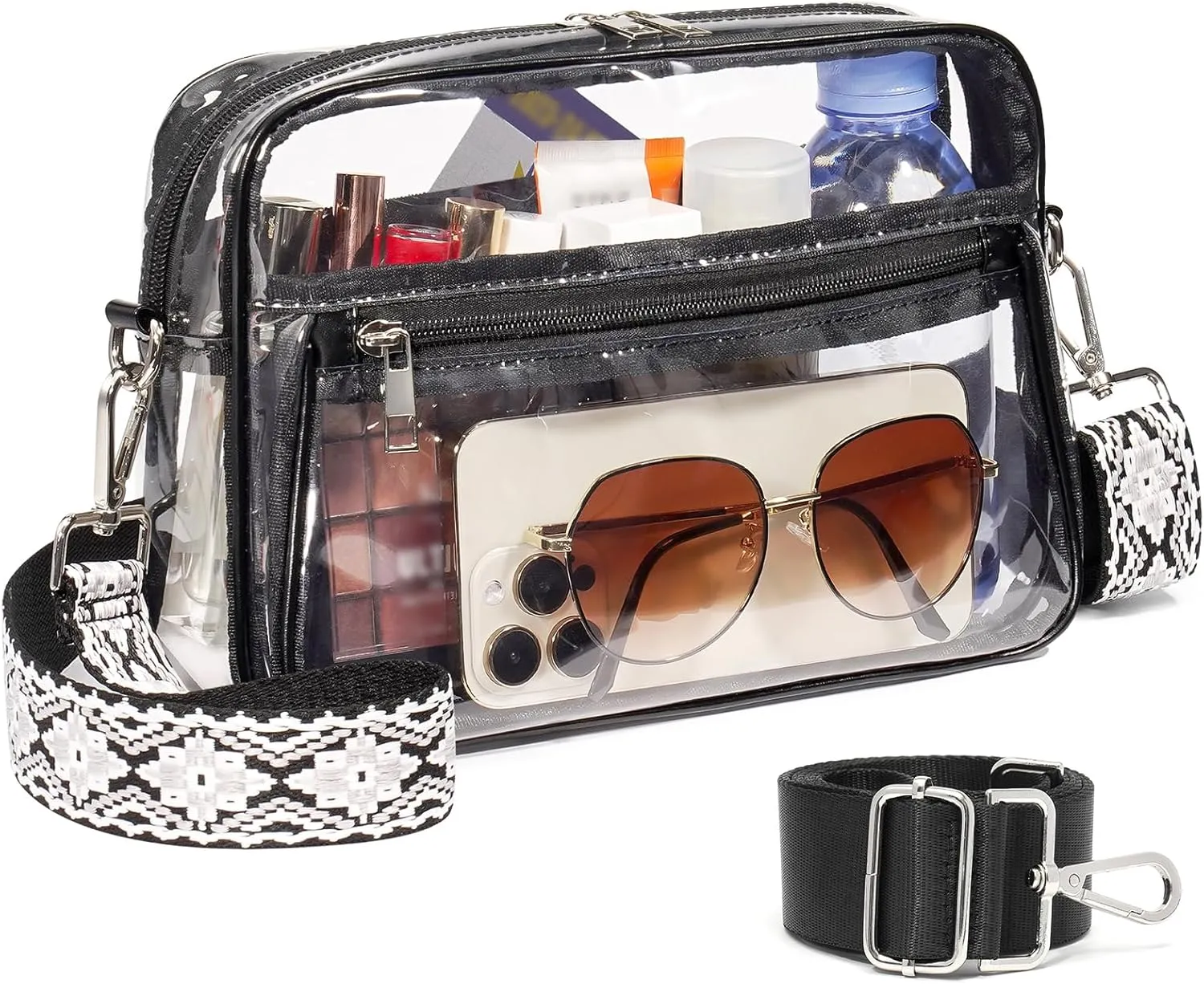 Clear Bag for Stadium Events with 2 Long Straps, See Through Purse for Women Crossbody Bag Concert Stadium Approved