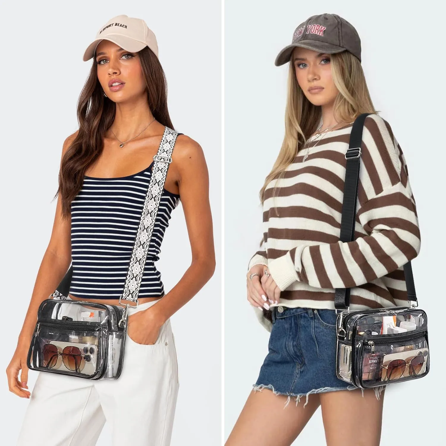 Clear Bag for Stadium Events with 2 Long Straps, See Through Purse for Women Crossbody Bag Concert Stadium Approved