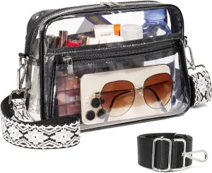 Clear Bag for Stadium Events with 2 Long Straps, See Through Purse for Women Crossbody Bag Concert Stadium Approved