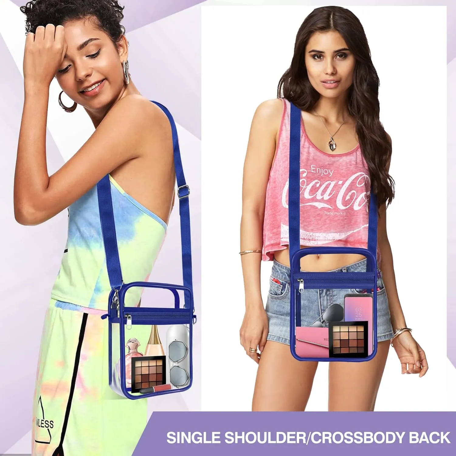 Clear Bag Stadium Approved,Clear Crossbody Purse Bag, with Adjustable Shoulder Strap for Women, With front pocket