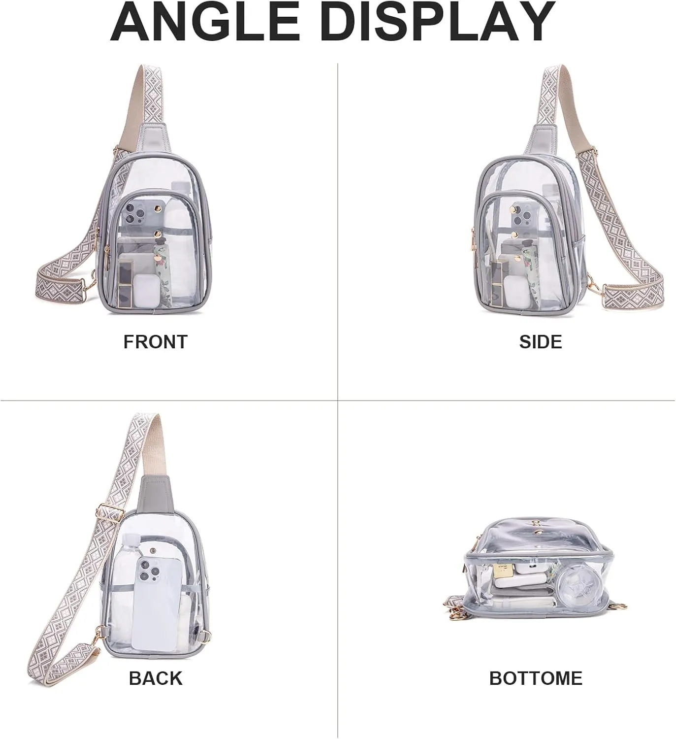 Clear Sling Bag for Stadium Events, Crossbody Bag for Women - Stadium Approved