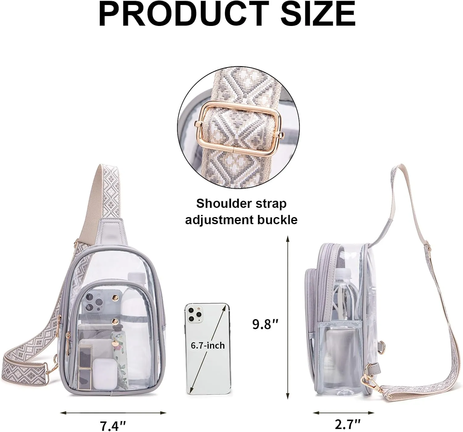 Clear Sling Bag for Stadium Events, Crossbody Bag for Women - Stadium Approved