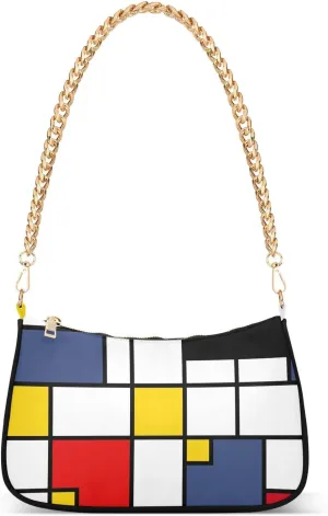 Clutch Shoulder Bags Tote Evening Purse Handbags for Women Hobo Bags Geometric Abstract Mondrian Style with Zipper Closure
