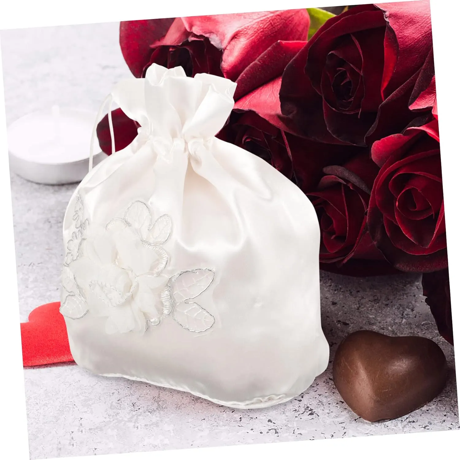 COHEALI 3pcs Bridal Lace Wedding Bags - Baby Shower Favor & Bridesmaid Handbag - Satin Money Bag for Bridal Showers - Western Style Dinner Party - White Fabric