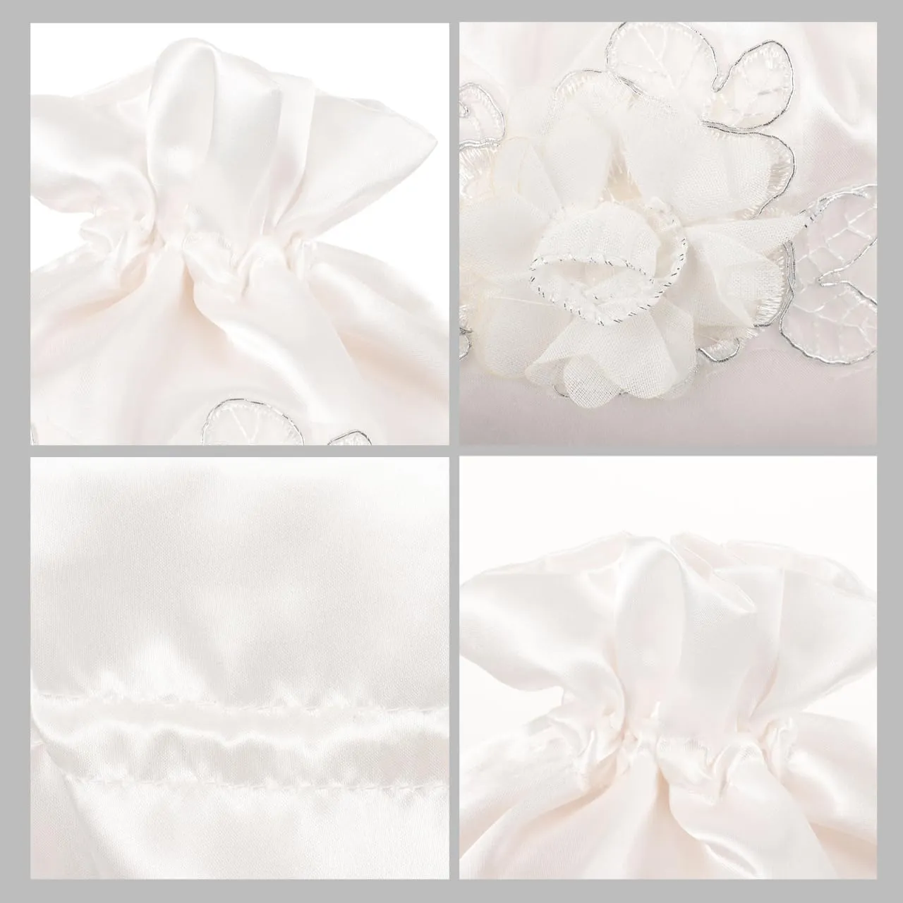 COHEALI 3pcs Bridal Lace Wedding Bags - Baby Shower Favor & Bridesmaid Handbag - Satin Money Bag for Bridal Showers - Western Style Dinner Party - White Fabric