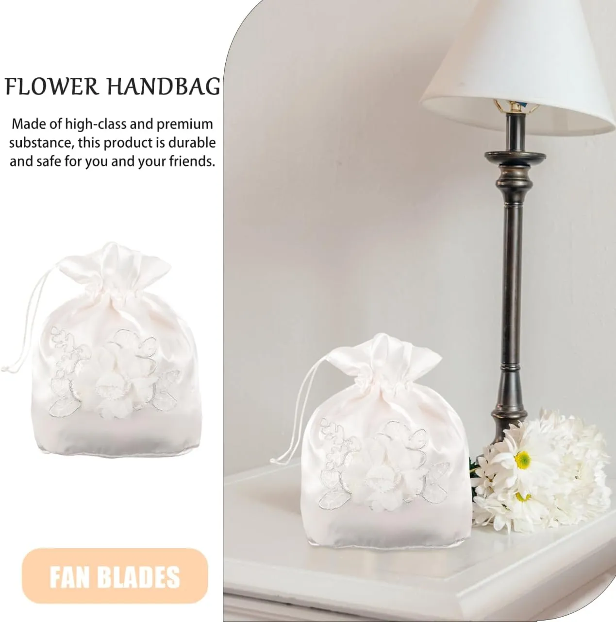 COHEALI 3pcs Bridal Lace Wedding Bags - Baby Shower Favor & Bridesmaid Handbag - Satin Money Bag for Bridal Showers - Western Style Dinner Party - White Fabric
