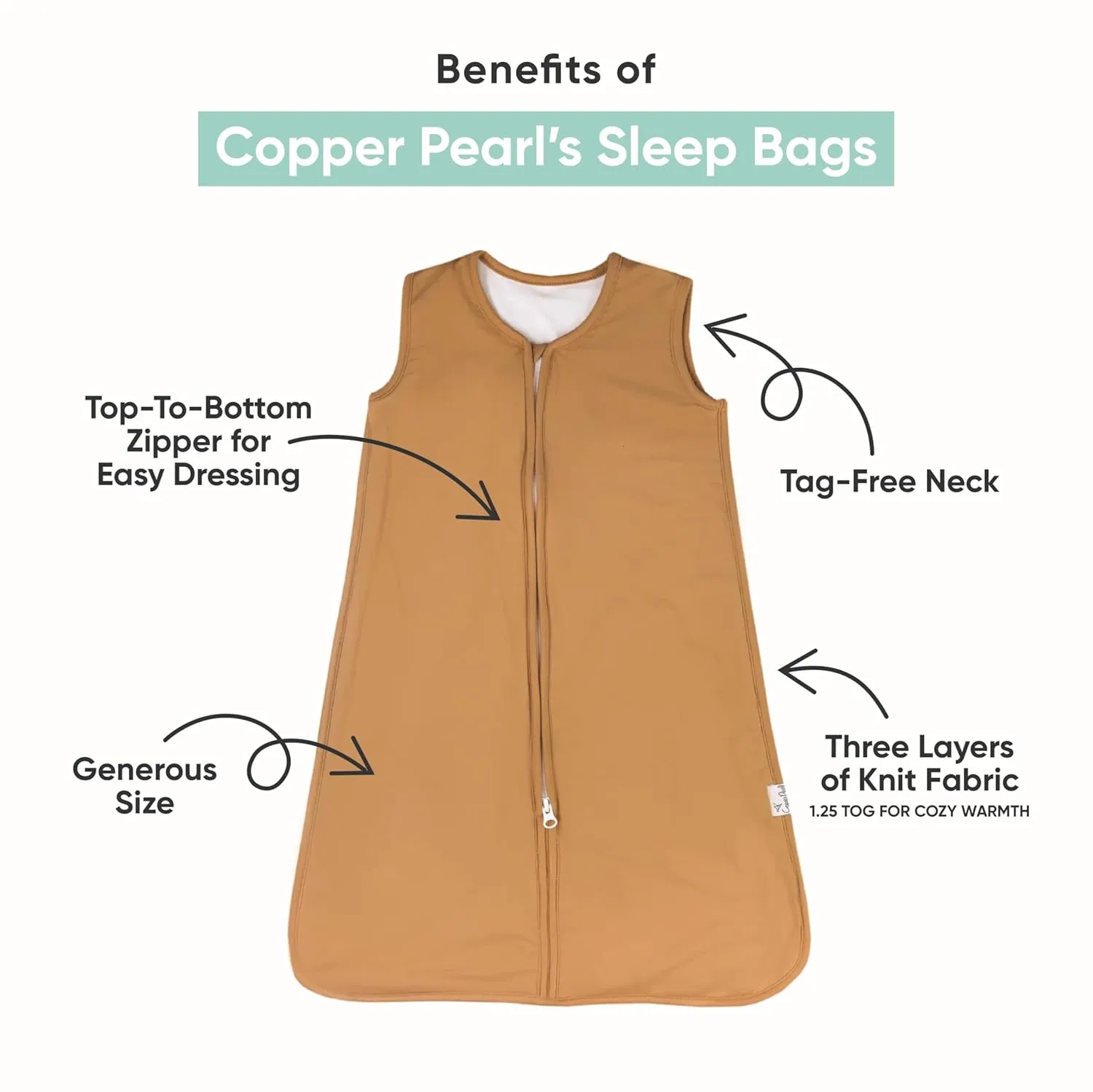 Copper Pearl Sleep Sack: Warm and Cozy Baby Bag in a Variety of Trendy Designs, Safe Alternative to Blankets, Sleeveless Baby Sleep Sack Swaddle Sizes Newborn to 24 Months - Blossom