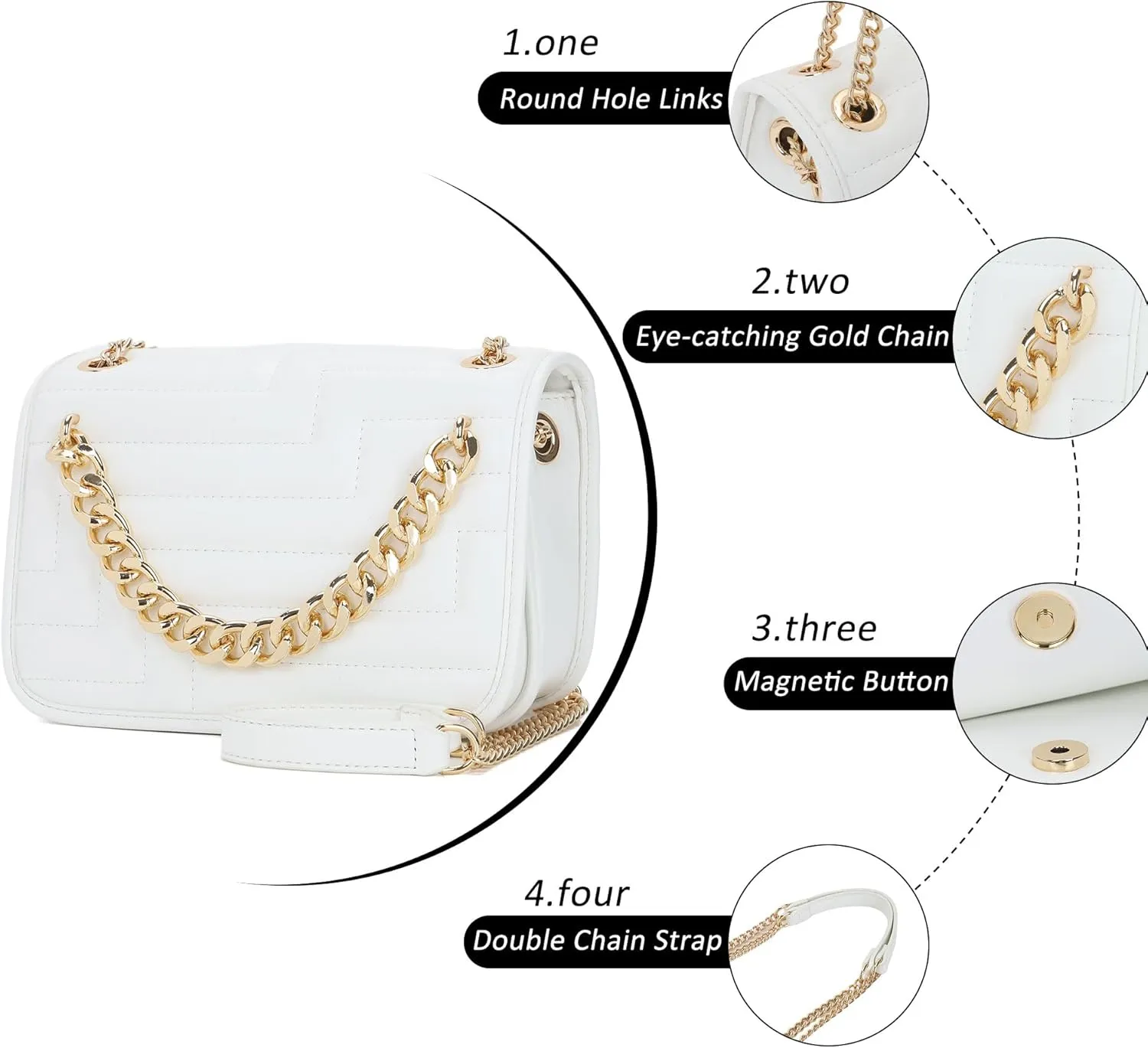 Crossbody Bags for Women,Vegan Leather Purses for Women,Small Shoulder Handbags with Chain Strap