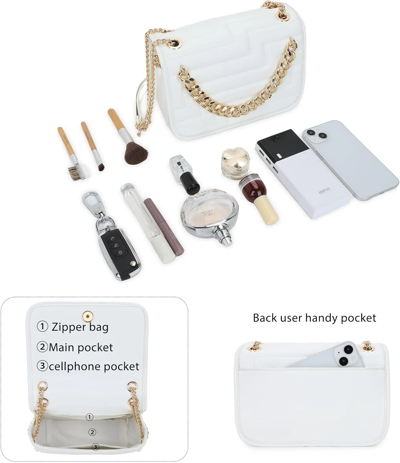 Crossbody Bags for Women,Vegan Leather Purses for Women,Small Shoulder Handbags with Chain Strap