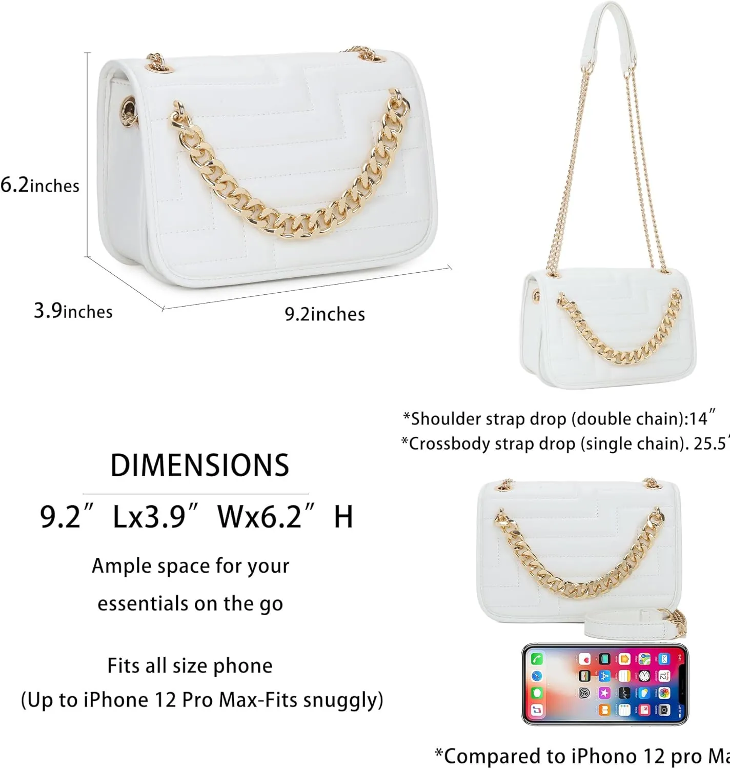 Crossbody Bags for Women,Vegan Leather Purses for Women,Small Shoulder Handbags with Chain Strap