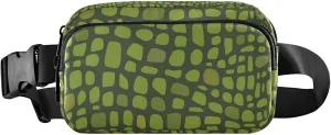 Custom Green Crocodile Skin Alligator Waterproof Women Fanny Pack Hip Bag Belt Purse Funky Travel Waist Pouch