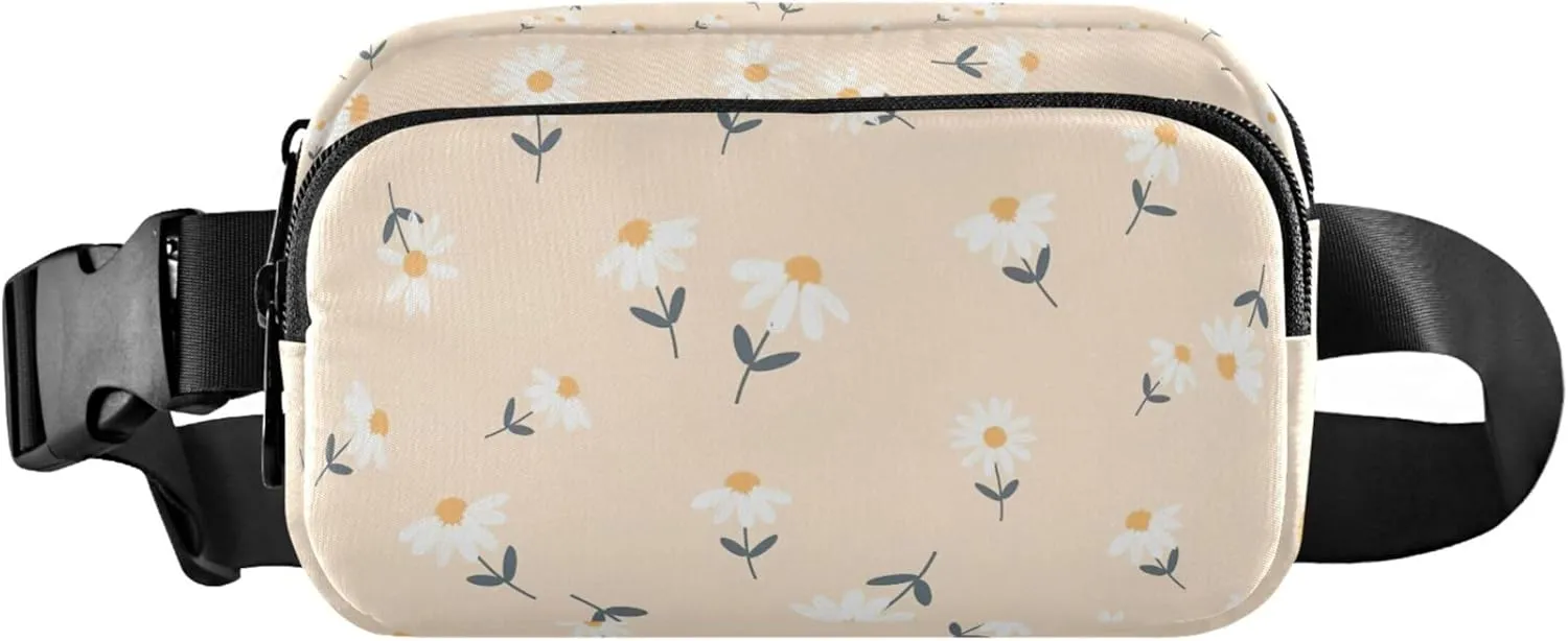 Daisy Flowers Floral Fanny Packs for Women Waterproof Anti Theft Belt Bag Cute Cross Body Waist Purse